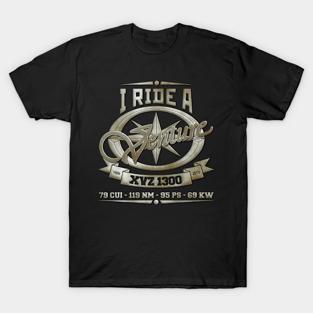 I Ride A Venture XVZ 1300 V1 T-Shirt by Wile Beck